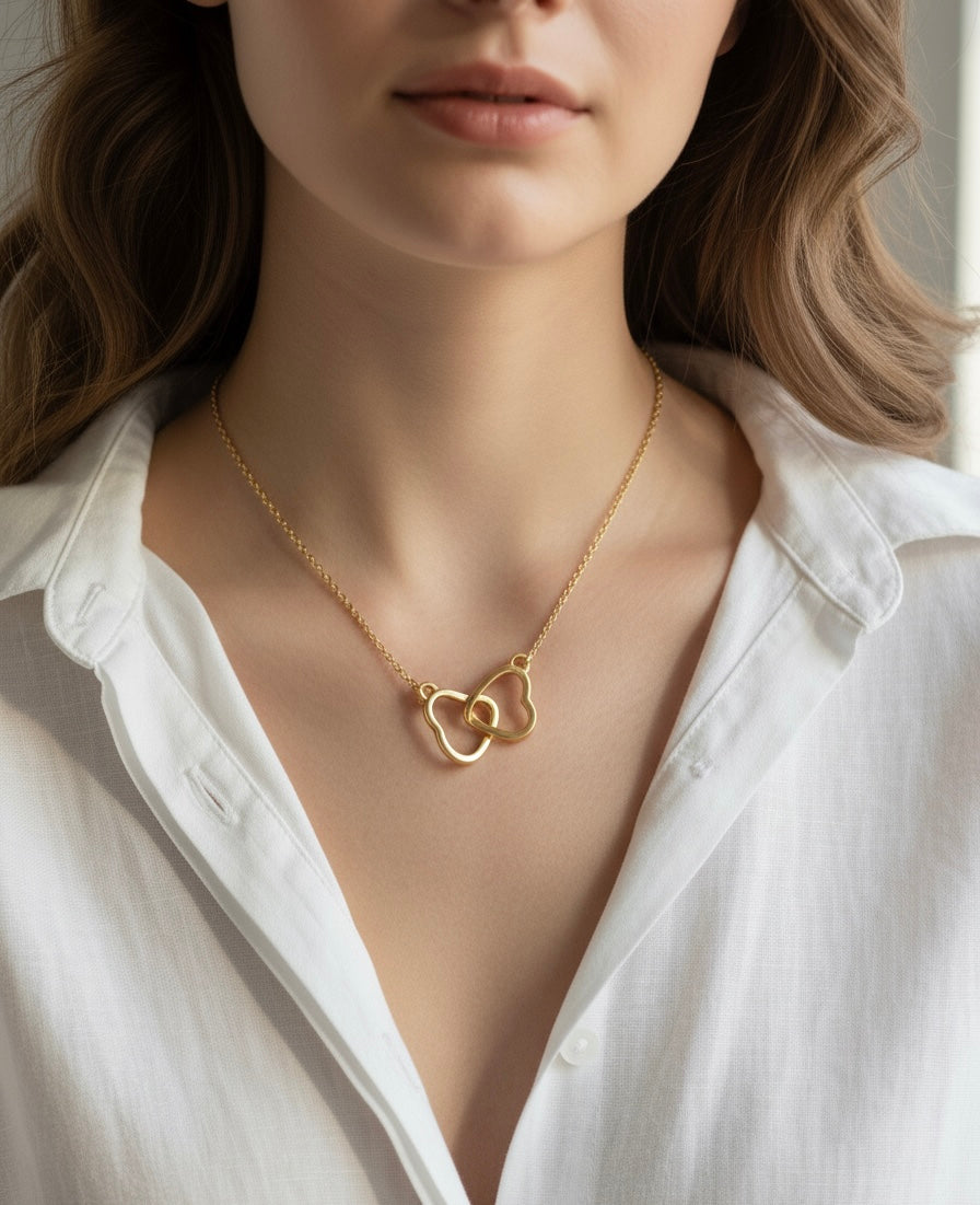 Gold Double Heart Necklace