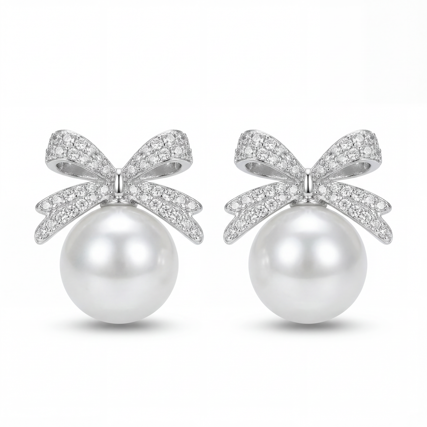 Elegant Bow & Pearl Stud Earrings