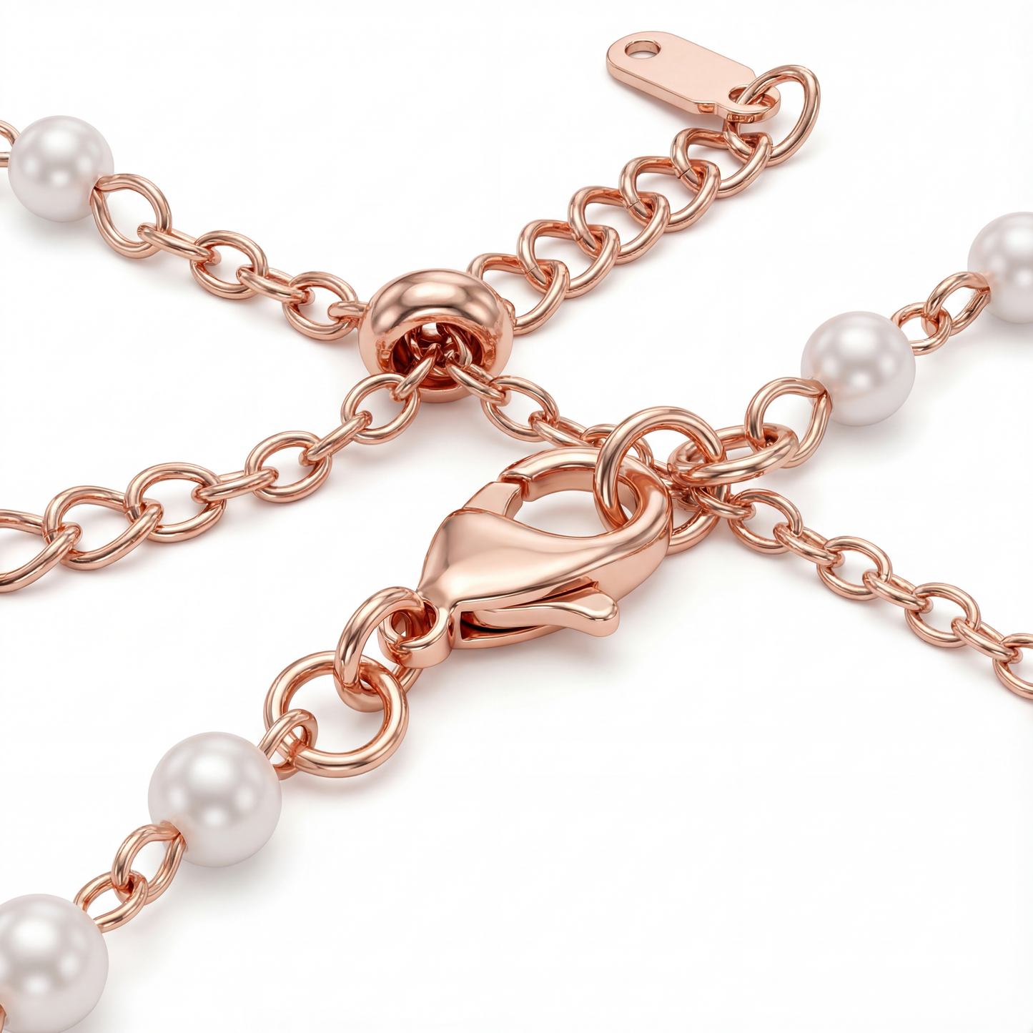 Rose Gold Triple Heart Pearl Bracelet