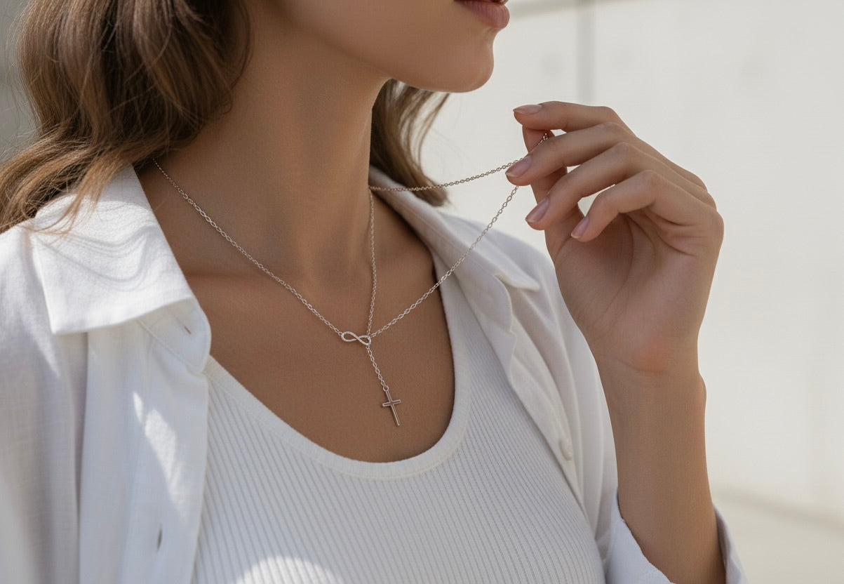 Silver Infinity Cross Necklace