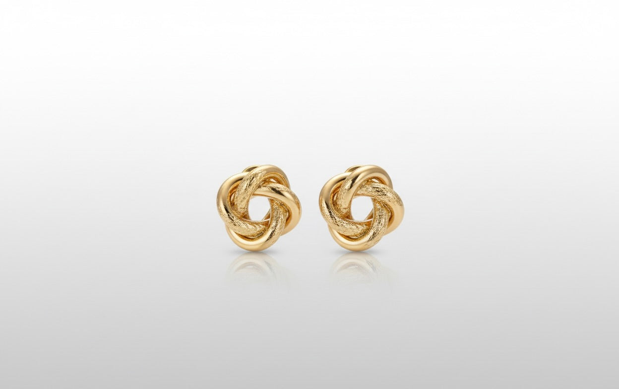 Gold Knot Stud Earrings