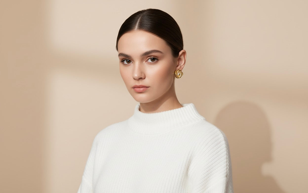 Gold Knot Stud Earrings