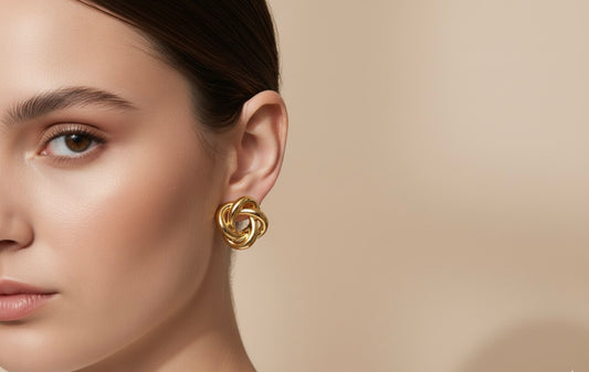 Gold Knot Stud Earrings