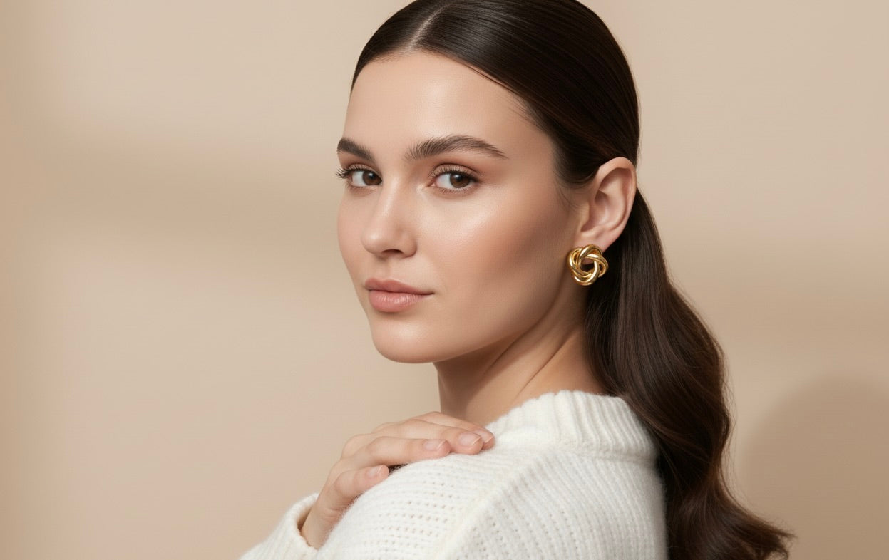Gold Knot Stud Earrings