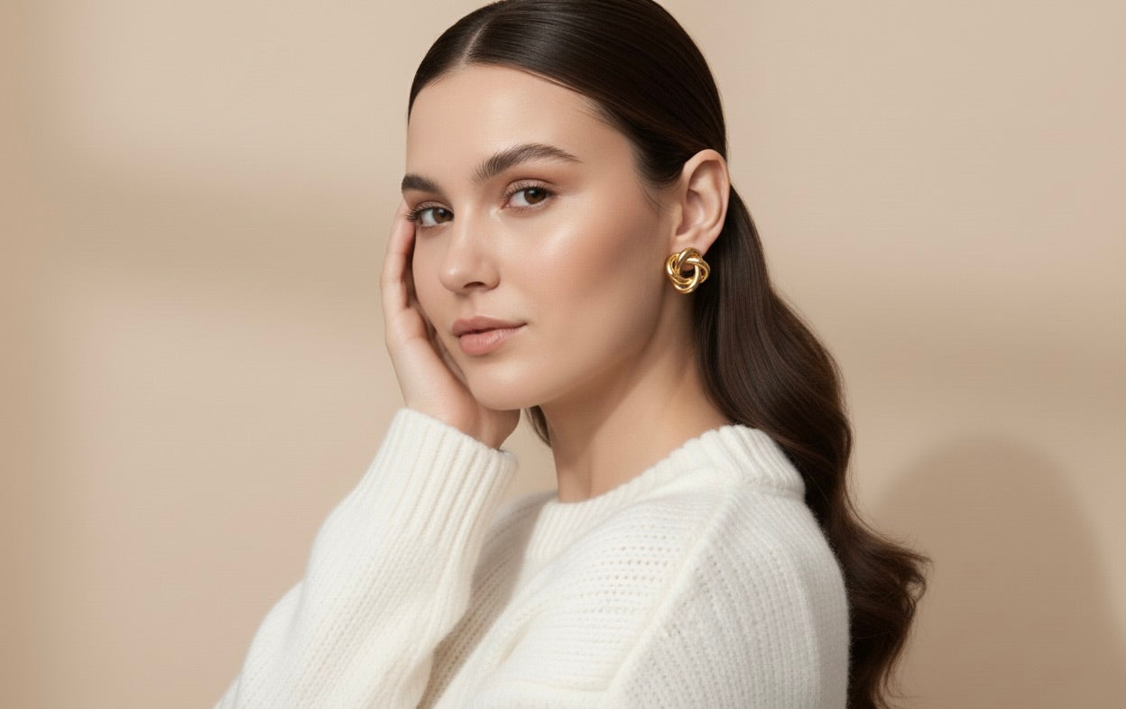 Gold Knot Stud Earrings