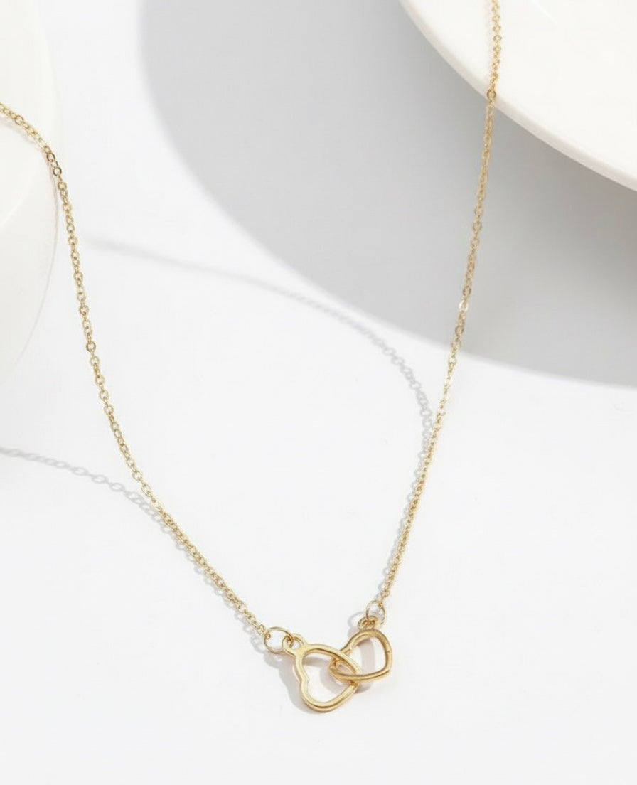 Gold Double Heart Necklace