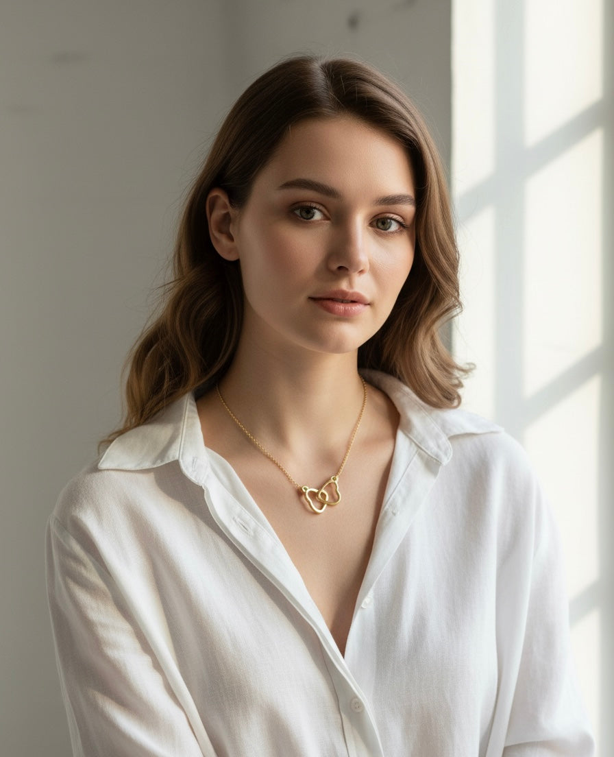 Gold Double Heart Necklace