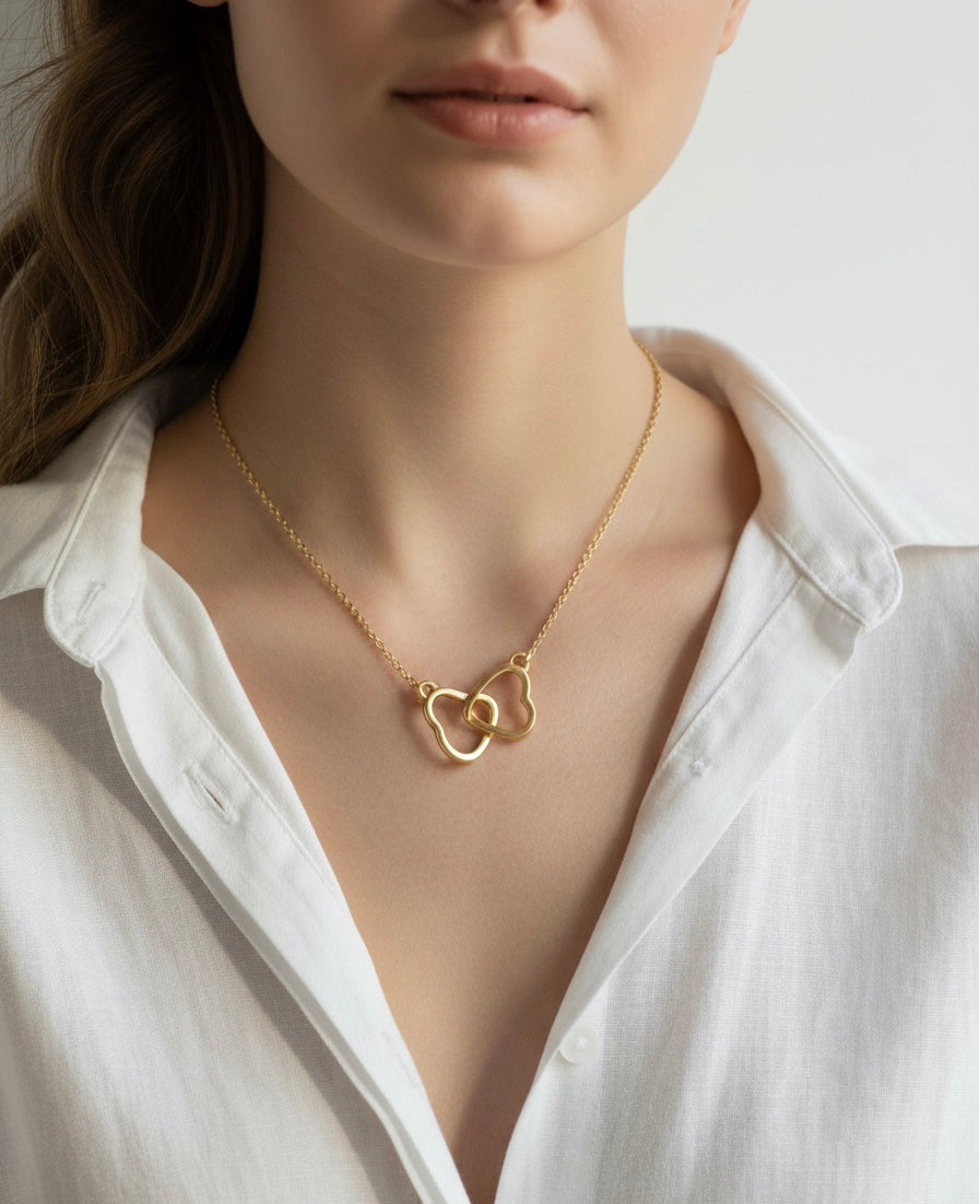 Gold Double Heart Necklace