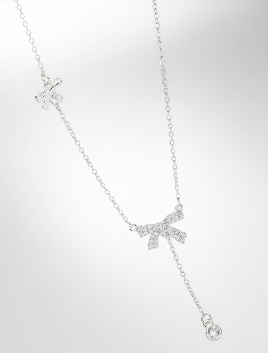 Silver Bow Pendant Necklace