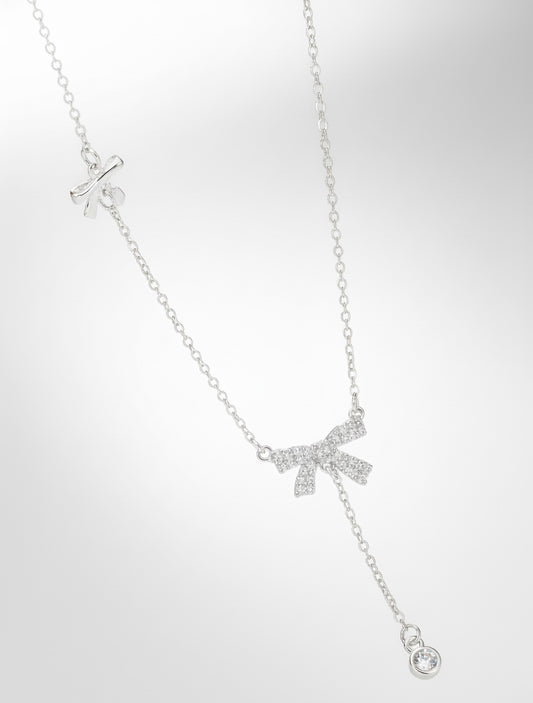 Silver Bow Pendant Necklace