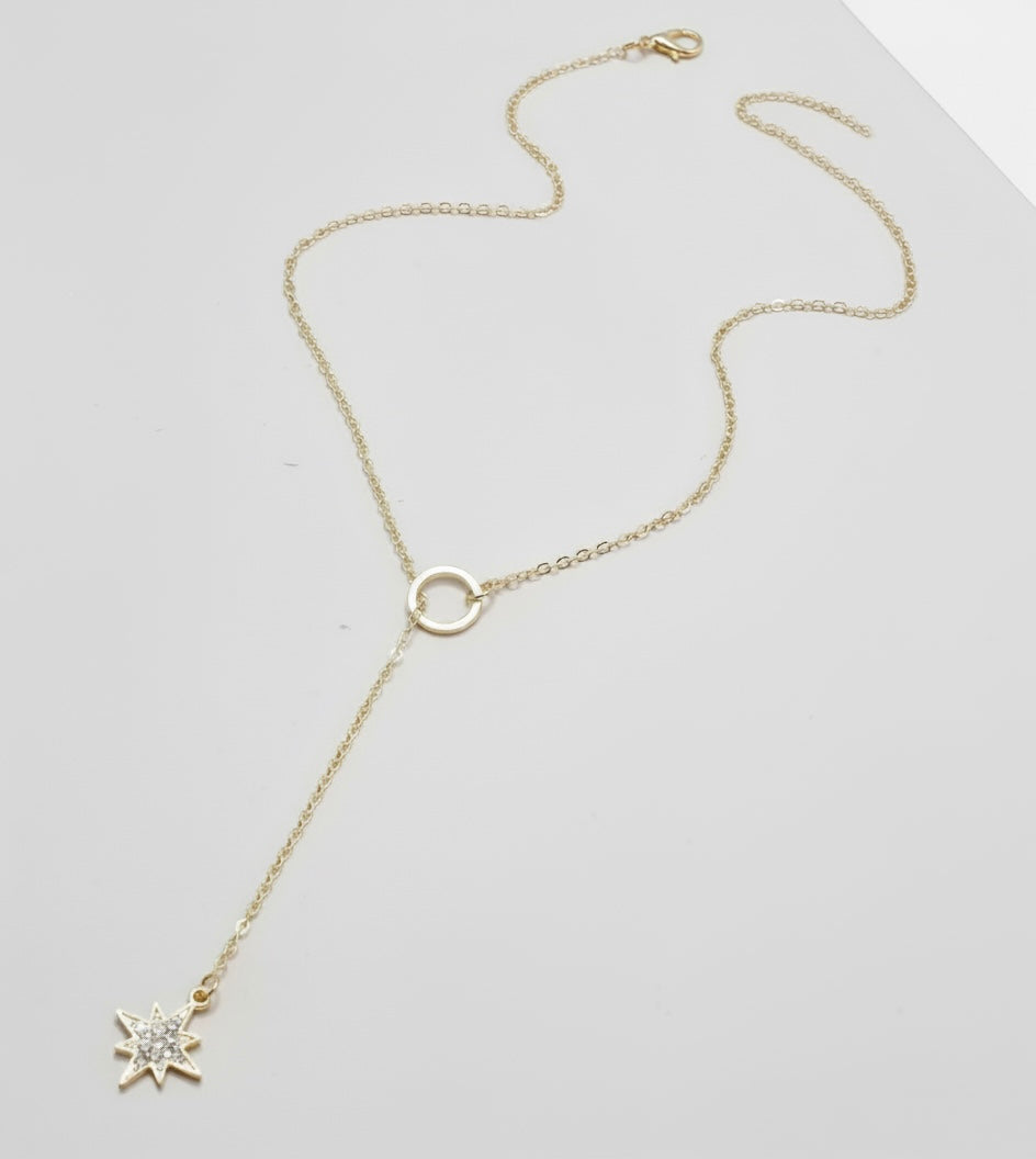 Gold Star Y Necklace