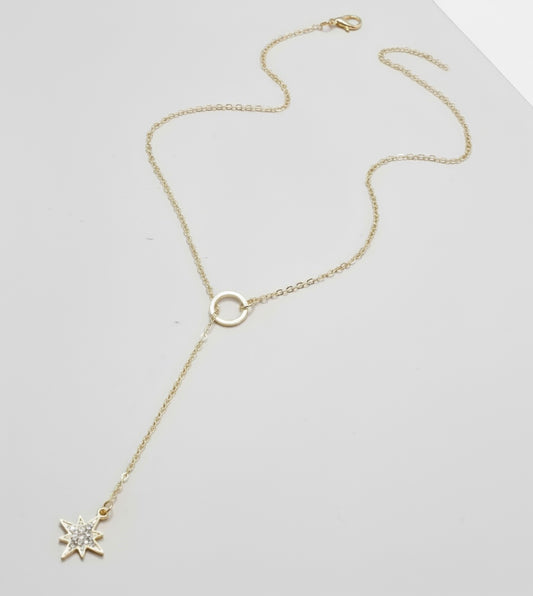 Gold Star Y Necklace
