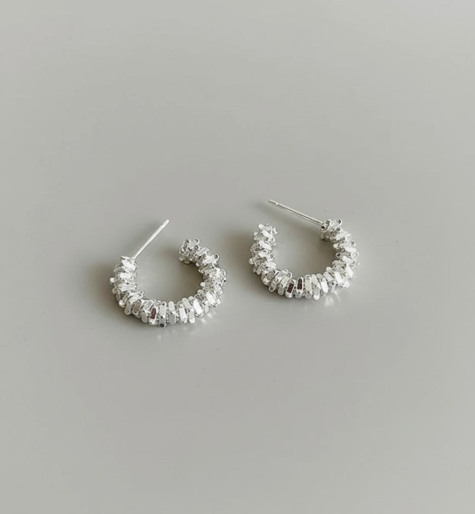 Silver Textured Hoop Earrings