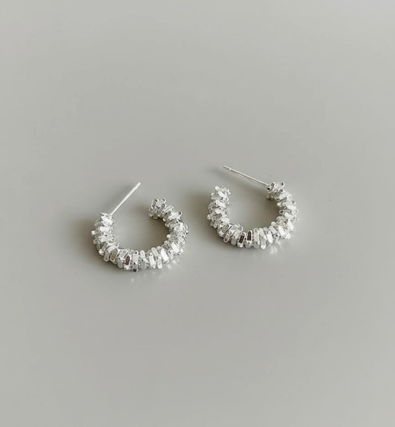 Silver Textured Hoop Earrings