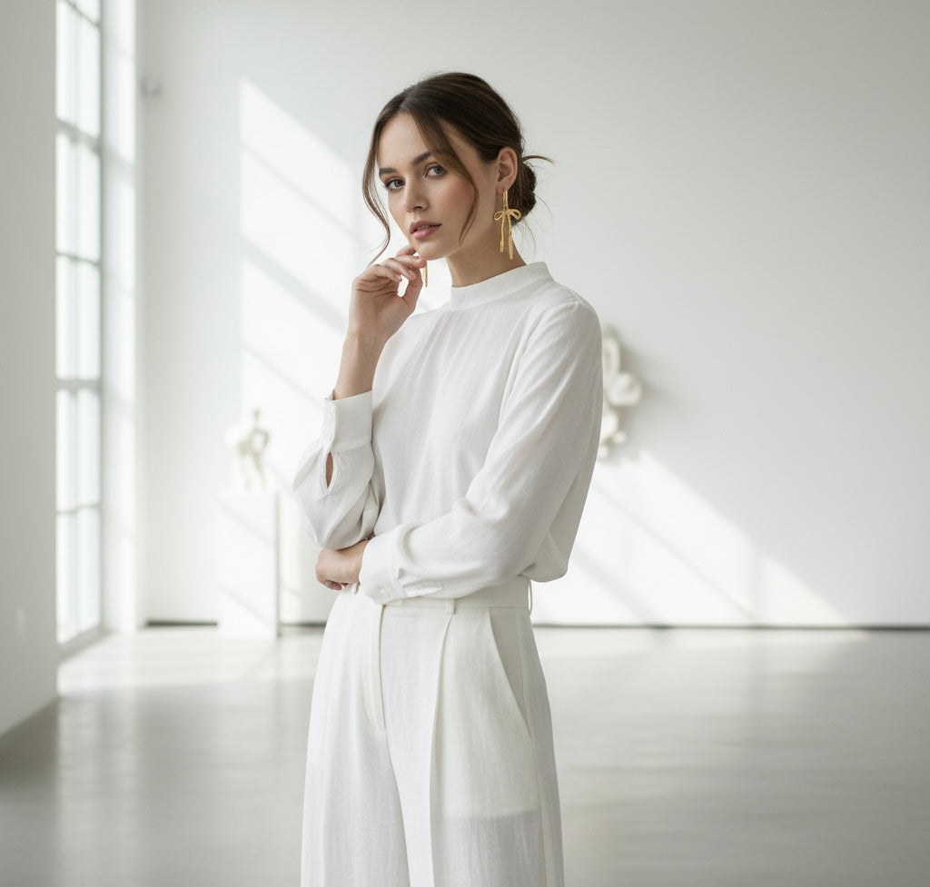 Gold Bow Drop Earrings